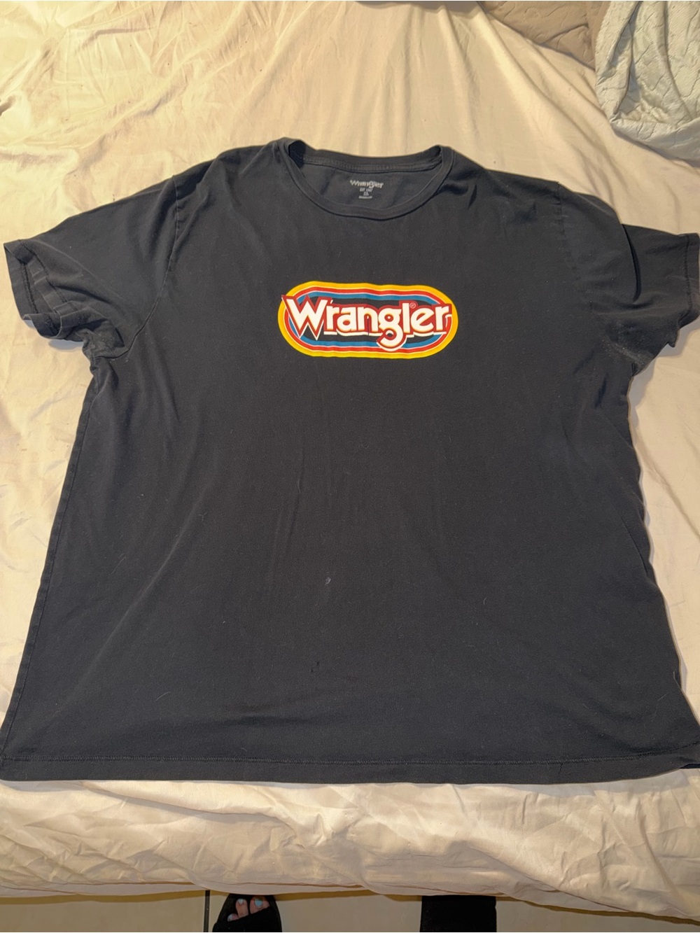 Wrangler Black Short Sleeve Tee with Multicolor Retro Logo